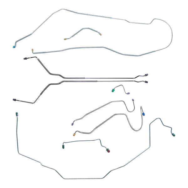 1970 Pontiac GTO/Tempest/LeMans Hardtop Manual Disc Brake Line Kit 9pc, OE Steel
