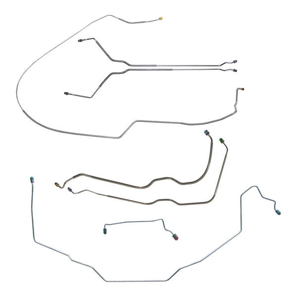 1970 Pontiac GTO Tempest LeMans Complete Power Drum Brake Line Kit 7pc, Convertible, OE Steel