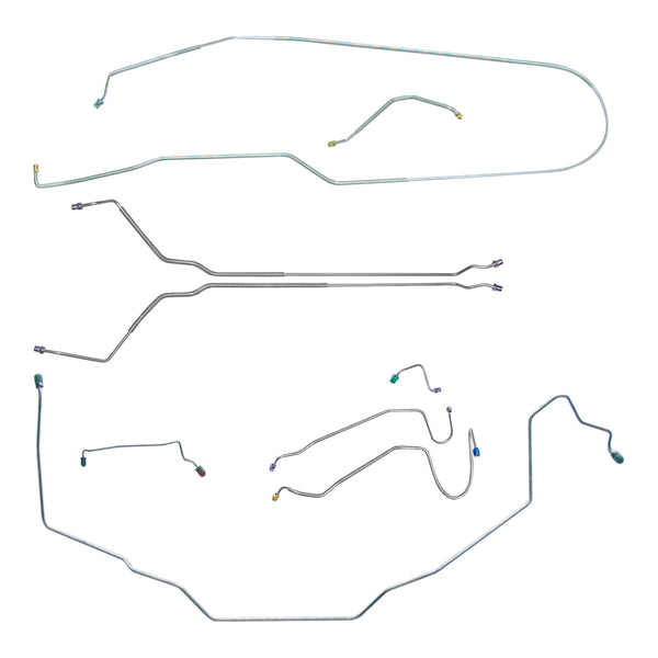 1970 Pontiac GTO Tempest LeMans Complete Manual Disc Brake Line Kit 9pc, Convertible, OE Steel