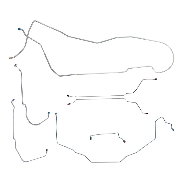 1971-72 Pontiac GTO LeMans Hardtop Power Drum Complete Brake Line Kit 7pc, OE Steel