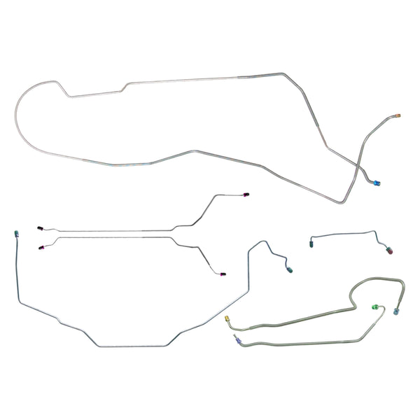 1971-72 Pontiac GTO LeMans Hardtop Manual Drum Complete Brake Line Kit 7pc, OE Steel