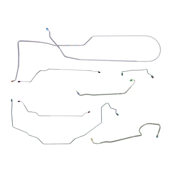 1971-72 Pontiac GTO LeMans Convertible Power Drum Complete Brake Line Kit 7pc, OE Steel