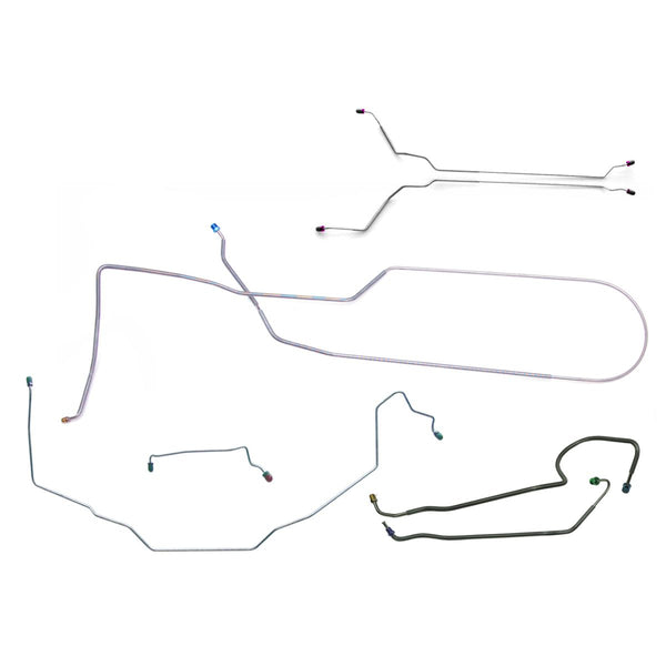 1971-72 Pontiac GTO LeMans Convertible Manual Drum Complete Brake Line Kit 7pc, OE Steel