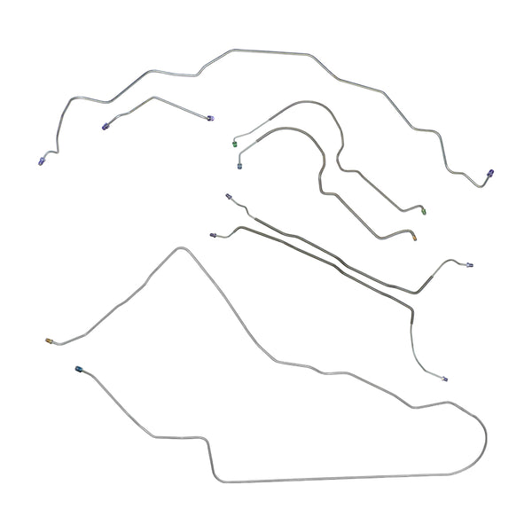 1976-77 Pontiac Can Am LeMans Power Disc Complete Brake Line Kit 7pc, OE Steel