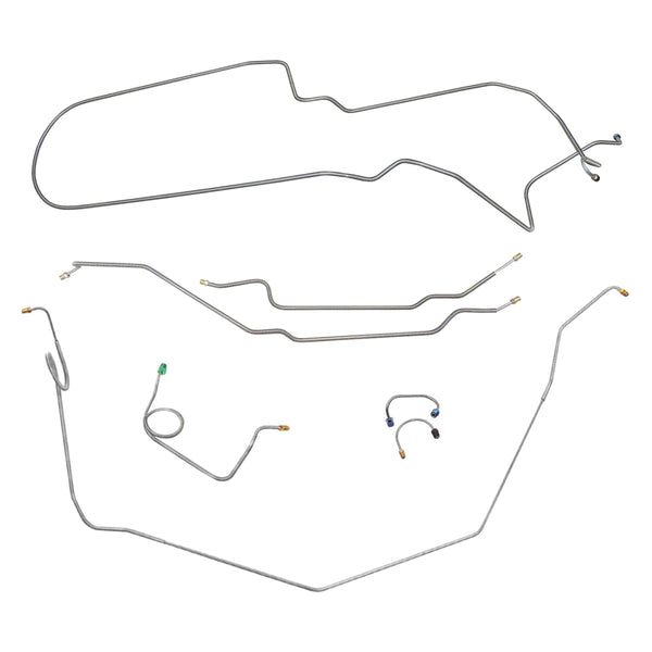 1971-74 Pontiac Ventura, 1974 GTO Manual Drum Complete Brake Line Kit 7pc, OE Steel