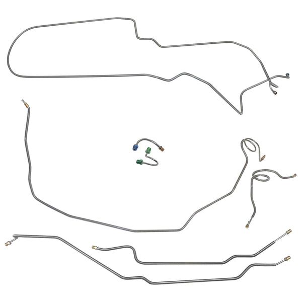 1973-74 Pontiac Ventura, 1974 GTO Manual Disc Complete Brake Line Kit 7pc, OE Steel