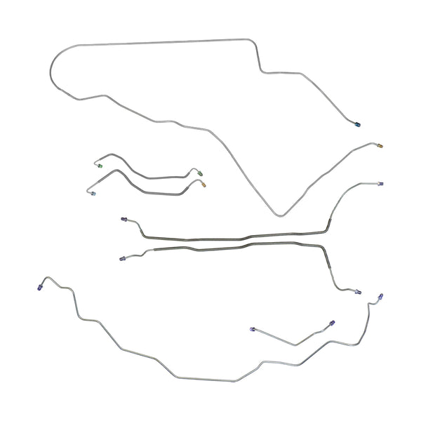 1976-77 Pontiac LeMans Manual Disc Complete Brake Line Kit 7pc, OE Steel