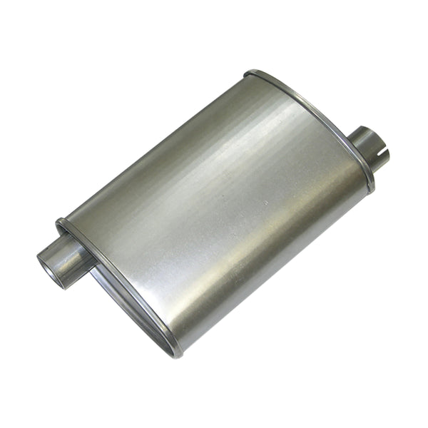 1966-68 Pontiac GTO H.O. 17" Oversized Offset Muffler Left Side 2-1/4" Inlet, 2-1/4" Outlet, 1pc