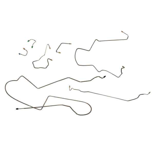 1985-87 Pontiac Fiero Power Disc Complete Brake Line Kit 7pc, OE Steel