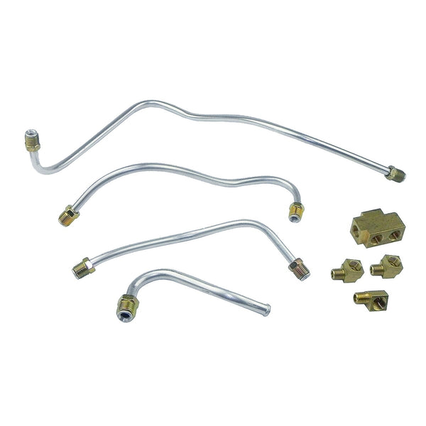 1959-63 Pontiac 389CID Tri-Power 3/8", 5/16" Carb Fuel Lines w/Brass Fittings, Aluminum