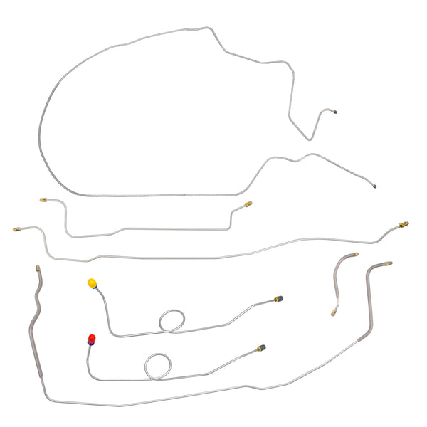 1964 Plymouth B-Body Dual Master Cylinder Conversion Brake Line Kit 7pc, OE Steel