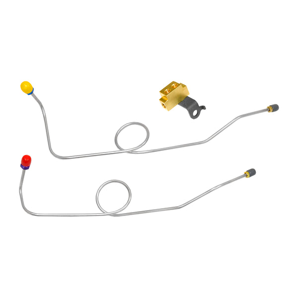 1965 Plymouth B-Body Dual Master Cylinder Conversion Lines with Block, OE Steel