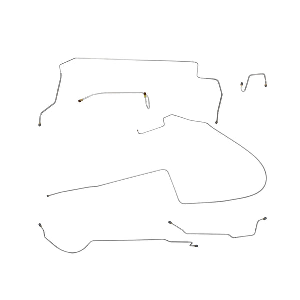 1966 Plymouth Belvedere/Satellite w/Straight Right Front, 8 3/4 Rear Power Drum Brake Line Kit 6pc, OE Steel