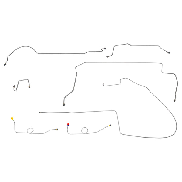 1966 Plymouth B-Body w/Straight Right Front, 8 3/4 Rear Dual M/C Conversion Brake Line Kit 7pc, OE Steel