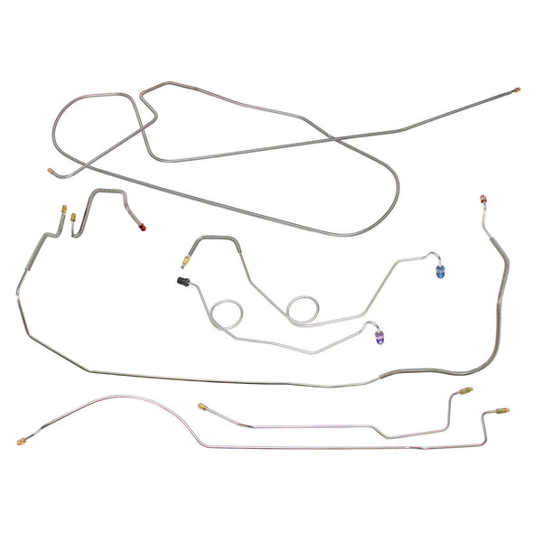 1967 Plymouth Belvedere/GTX/Satellite w/Straight Right Front, 8 3/4 Rear Power Drum Brake Line Kit 7pc, OE Steel