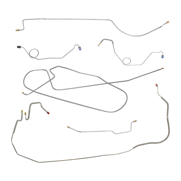 1967 Plymouth Belvedere/GTX/Satellite w/Straight Right Front, 8 3/4 Rear Power Disc Brake Line Kit 7pc, OE Steel