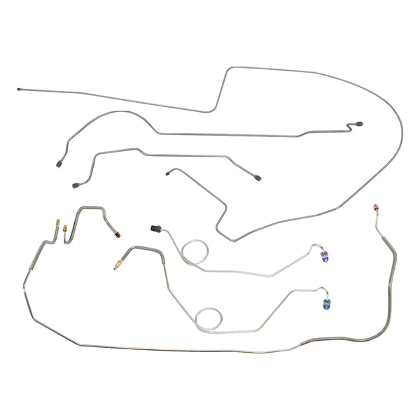 1967 Plymouth Belvedere/GTX/Satellite w/Straight Right Front, 8 3/4 Rear Manual Disc Brake Line Kit 7pc, OE Steel