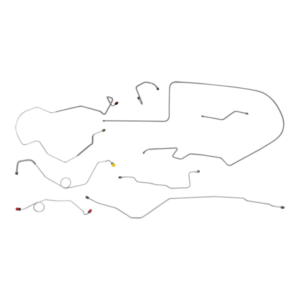 1968-69 Plymouth B-Body, Left-Port Master, Two-Piece F to R, Dana 60 Rear Axle, Power Disc Brake Line Kit 7pc, OE Steel