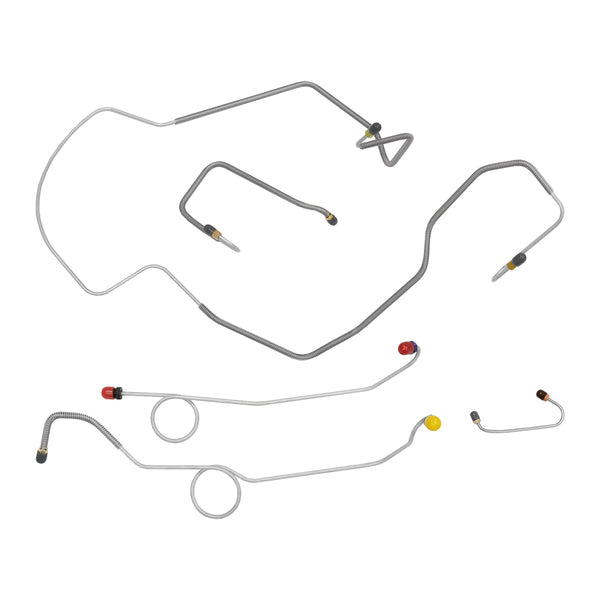 1970 Plymouth Belvedere/Satellite/Roadrunner/GTX/Super Bird Power Disc w/Right Port M/C Front Brake Line Kit 5pc, OE Steel