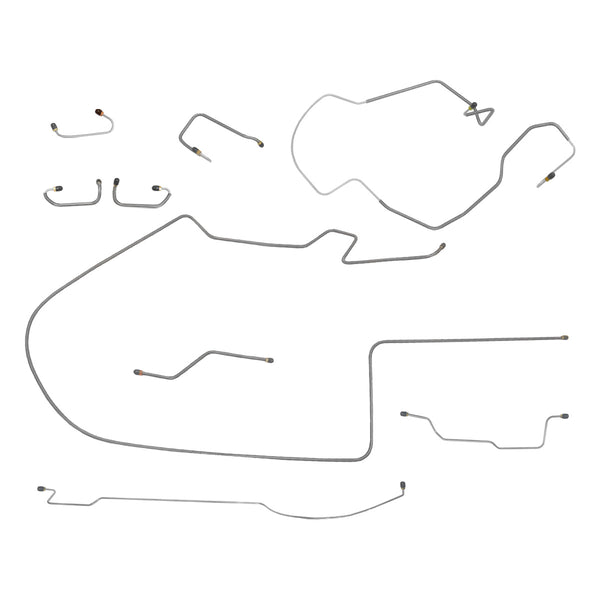 1970 Plymouth Belvedere Satellite Roadrunner GTX Super Bird Left Port Master 2pc Front To Rear Dana Complete Power Disc Brake Line Kit 9pc, OE Steel