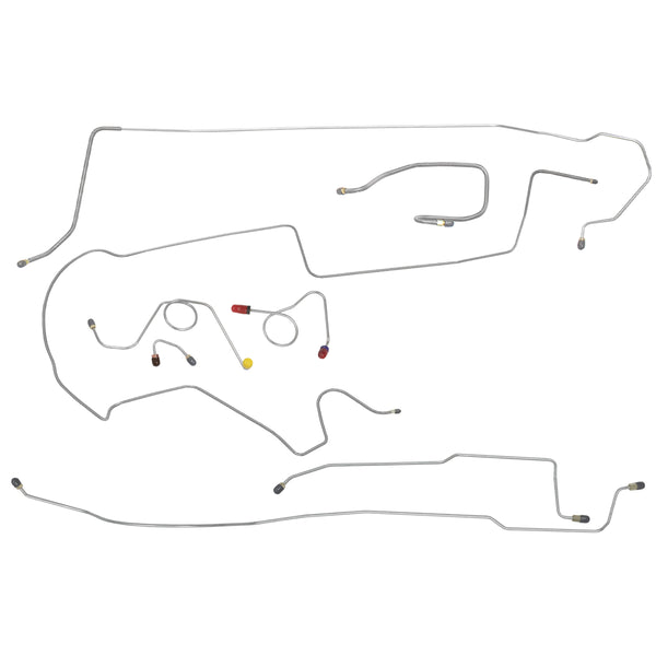 1971 Plymouth Satellite Roadrunner GTX 1pc F to R Power Disc Brake Line Kit 8pc, OE Steel