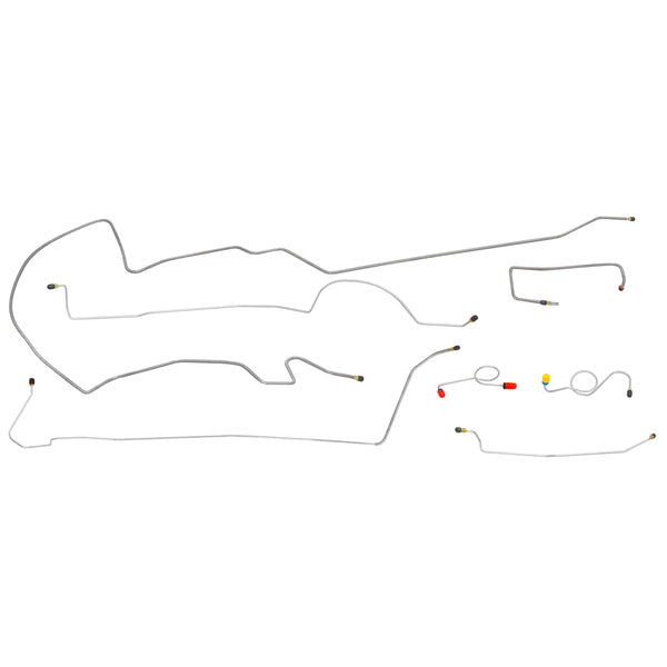 1972 Plymouth Satellite Roadrunner GTX Complete Manual Drum Brake Line Kit 7pc, OE Steel