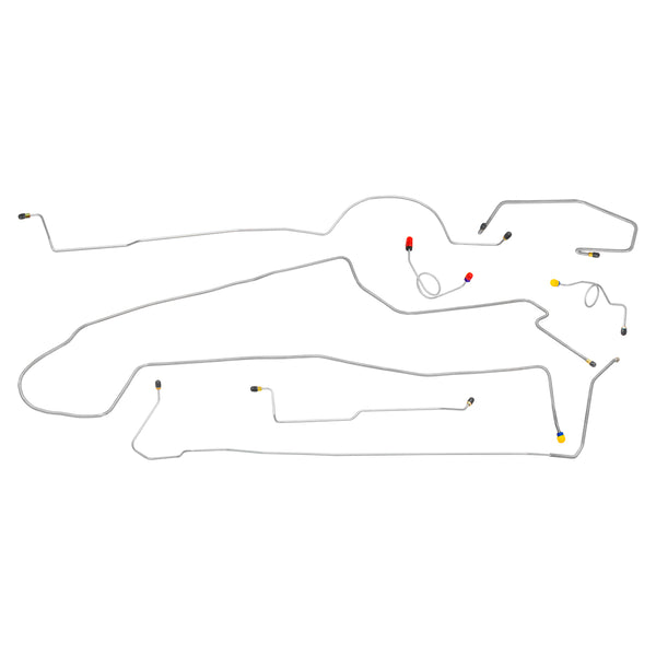 1972 Plymouth Satellite Roadrunner GTX 1pc F to R Power Disc Brake Line Kit 7pc, OE Steel