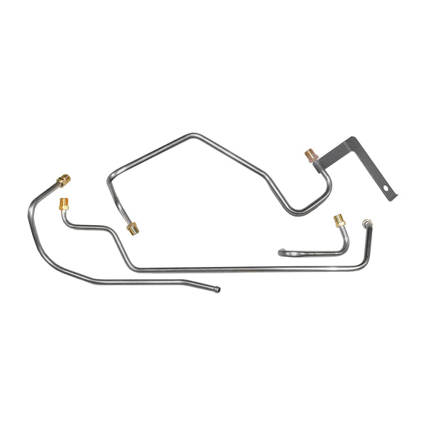 1968-71 Plymouth B-Body 426CID "Hemi" Dual-Quad 5/16" Pump to Carb Lines 4pc (w/Bracket), OE Steel