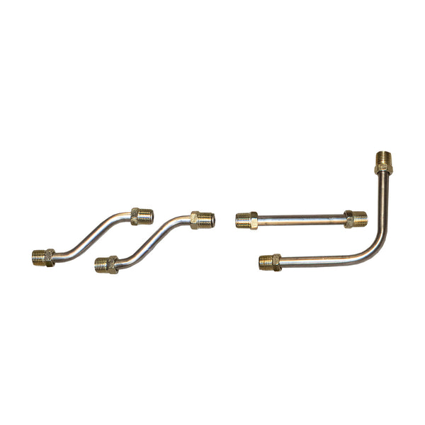 1967-71 Plymouth B-Body 340cid & 440cid 3-2bbl "Six-Pack" Upper 5/16" Pump to Carb Lines 4pc (Brass Tees not Included), OE Steel