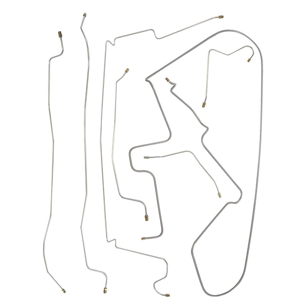1960-61 Plymouth Savoy/Belvedere/Fury Power Drum Brake Line Kit 6pc, OE Steel