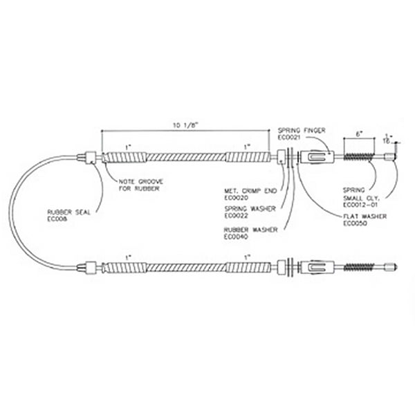1963 Pontiac LeMans Tempest Rear Parking Brake Cable, 1pc OE Steel