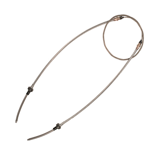 1954-56 Ford Pass Car Rear Parking Brake Cable, Loops for Both Wheels, OE Steel