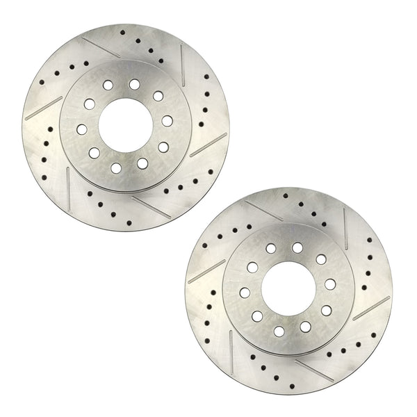 1966-74 Dodge Plymouth E, B, A Body Rear Disc Brake Conversion Cross Drilled And Slotted Rotors 2pc