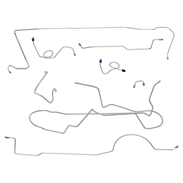 1968-69 American Motors Javelin Manual Drum Brake Line Kit 8pc, Stainless