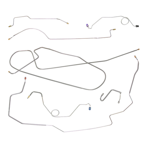 1971-72 American Motors Javelin Power Drum Brake Line Kit 8pc, Stainless