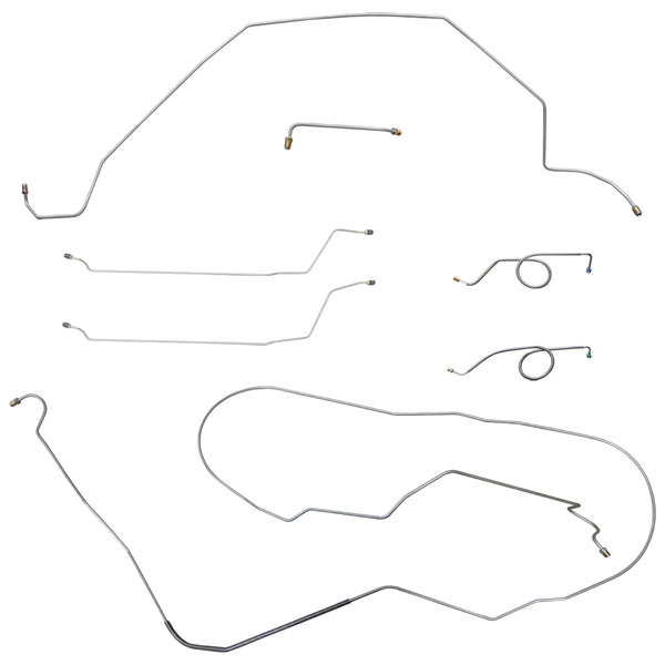 1964 Buick Skylark/GS Convertible (w/Block Mounted in Stock Location) Power Disc Conversion Brake Line Kit 7pc, Stainless