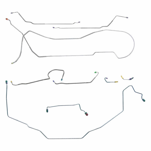 1969 Buick Special Skylark GS Hardtop Manual Drum Brake Line Kit w/ Wheel Lines 9pc, Stainless