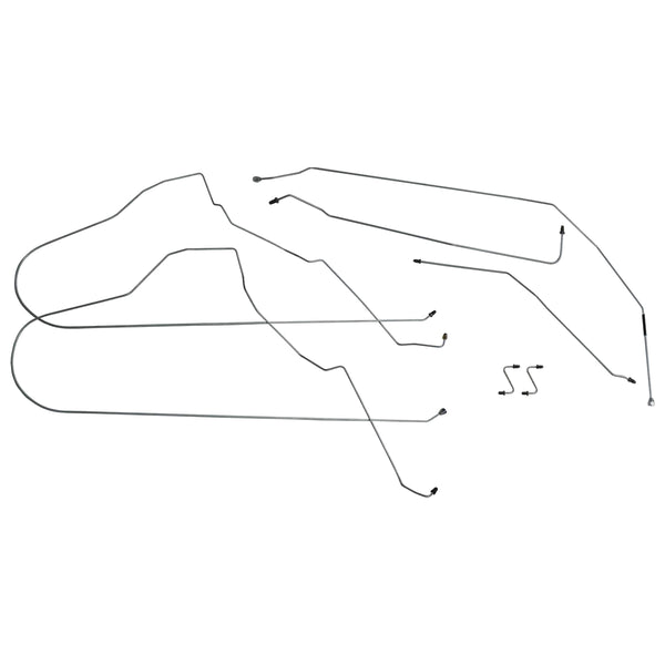 1997-99 Buick Century Front Disc/Rear Drum Mid Chassis Brake Line Kit (w/o Flex) 7pc, Stainless