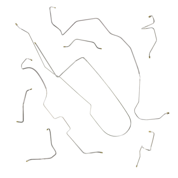 1961 Buick LeSabre/Invicta 123.0" WB Power Drum Complete Brake Line Kit 8pc, Stainless