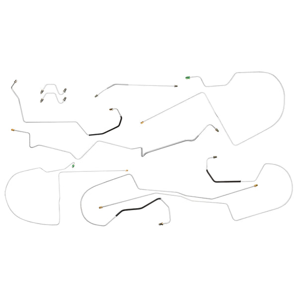 1996-99 GM LeSabre Bonneville Regency 88 Aurora, Rear Drum ABS & Traction Control, Front to Rear Brake Line Kit, 8pc, Stainless