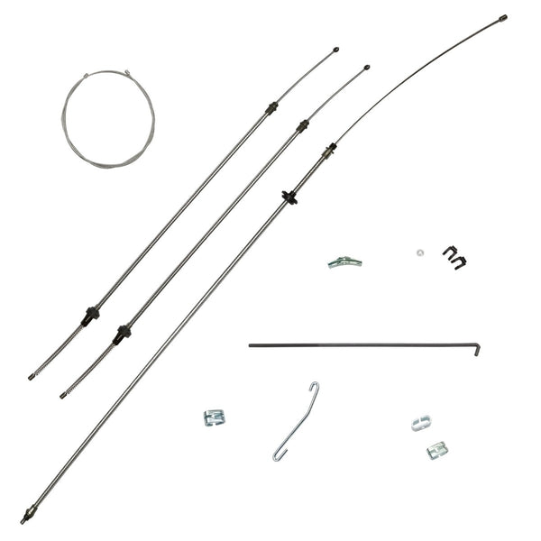 1970-71 E-Body Mopar Complete Parking Brake Cable Kit, Cuda With Intermediate Stainless