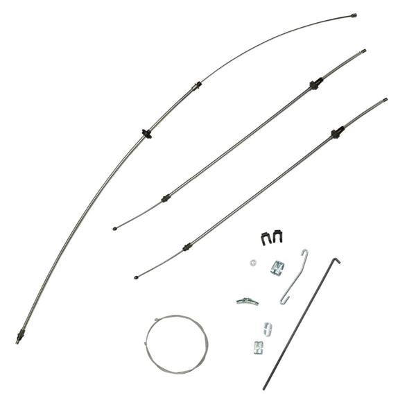 1970-71 E-Body Complete Parking Brake Cable Kit, Challenger  With Intermediate, Stainless