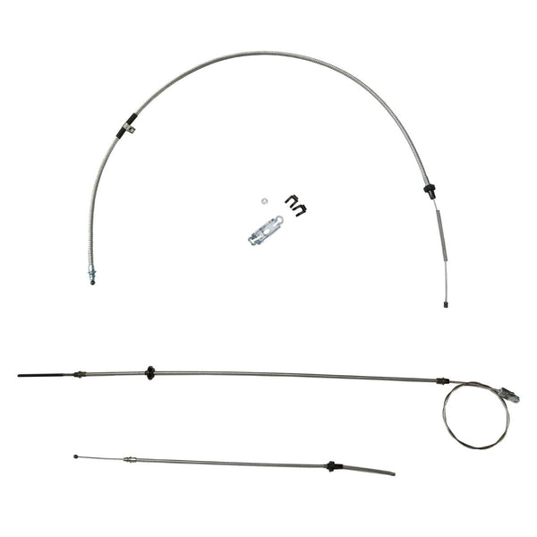 1970-74 E-Body Mopar Complete Parking Brake Cable Kit, Challenger Without Intermediate Stainless