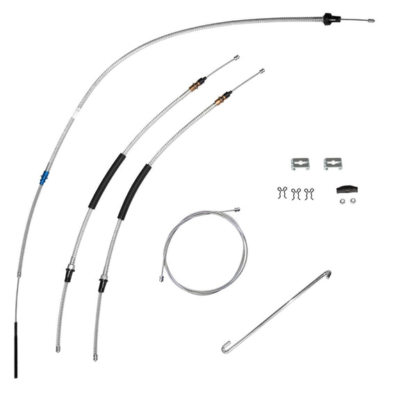 1968-74 Chevy Nova, 1974 Pontiac GTO Ventura, 73-74 Olds Omega, 73-74 Buick Apollo Complete Parking Brake Cable Kit, Stainless