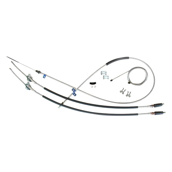 1966 Chevrolet GMC Truck Manual T350 Long Bed 3/4 Ton Leaf Rear Complete Parking Brake Cable Kit, Stainless