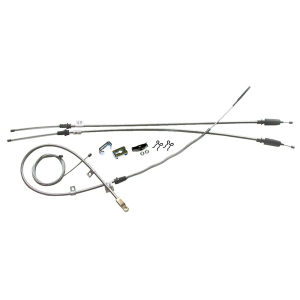 1966-68 Chevrolet GMC Truck 1/2 ton, 2wd, PG T-350 Manual Trans, Short Bed, Coil Rear, Complete Parking Brake Cable Kit, Stainless