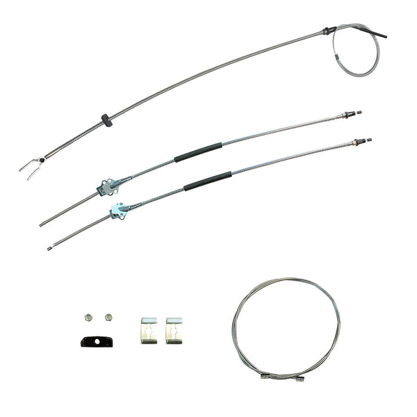 1966-68 Chevrolet GMC Truck 1/2 ton, 2wd, T-400, Short Bed, Leaf Rear, Complete Parking Brake Cable Kit, Stainless
