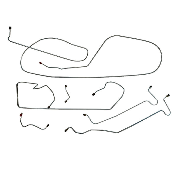1968-70 Cadillac de Ville/Calais 129.5" WB Power Drum Brake Line Kit 6pc, Stainless