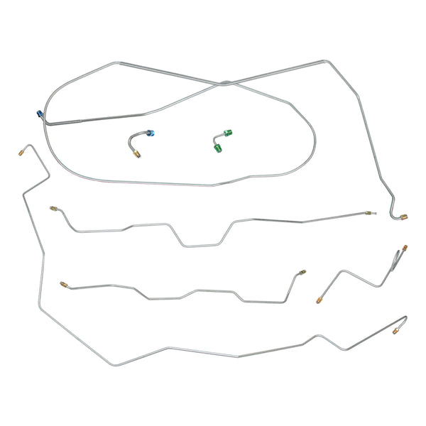 1969-70 Cadillac de Ville/Calais 129.5" WB Power Drum Brake Line Kit 6pc, Stainless