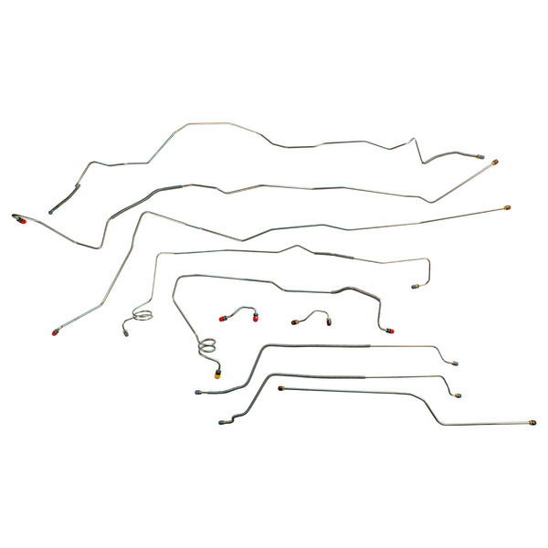 1990-92 Cadillac Brougham 121" WB RWD with ABS Power Disc Complete Brake Line Kit, 10pc Stainless